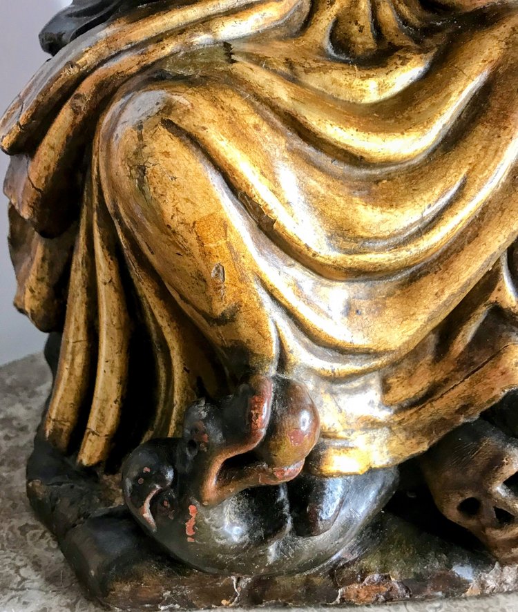 Madone hispano-flamande en bois polychrome et doré 