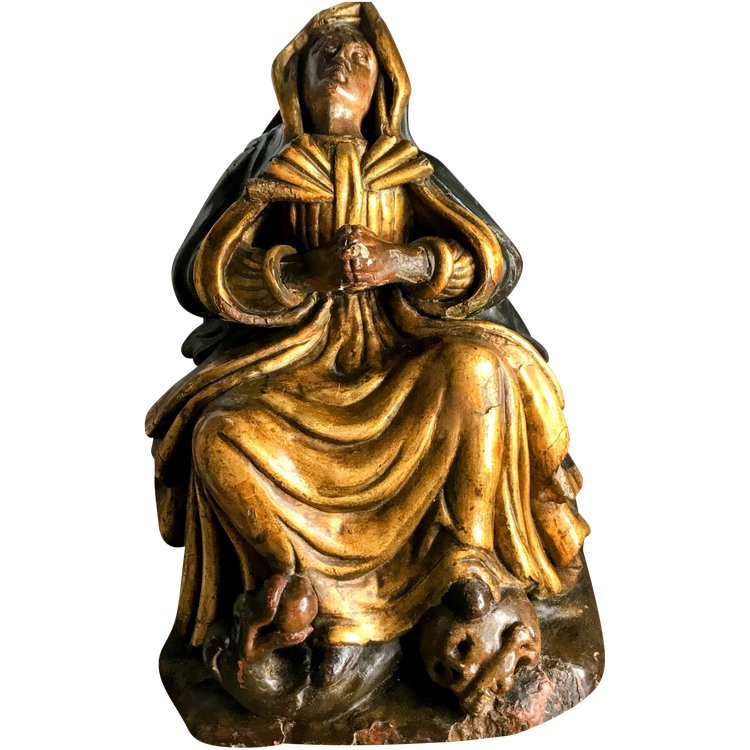 Madone hispano-flamande en bois polychrome et doré 