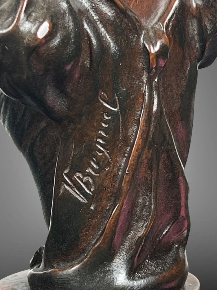 ALTE BRONZE VON VICTOR LEOPOLD BRUYNEEL 1849 MIT DER DARSTELLUNG EINER ELEGANTEN FRAU