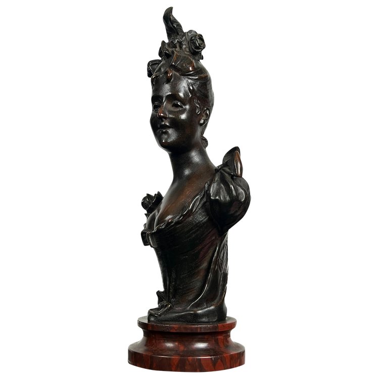 ALTE BRONZE VON VICTOR LEOPOLD BRUYNEEL 1849 MIT DER DARSTELLUNG EINER ELEGANTEN FRAU