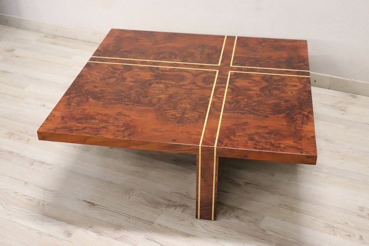 Quadratischer Couchtisch aus Wurzelholz, 1970er