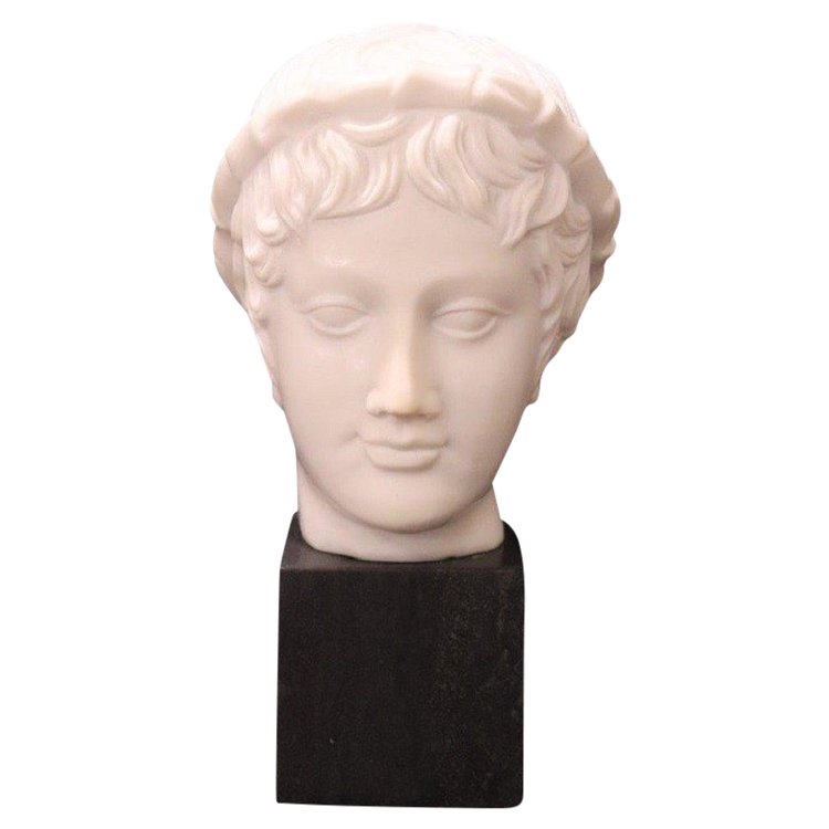 Testa di Bacco giovane, XX secolo, scultura in marmo bianco