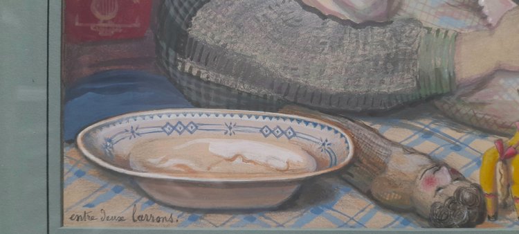 Dessin aquarellé  signé  et daté 