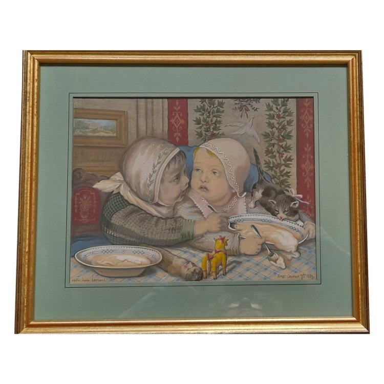 Dessin aquarellé  signé  et daté 