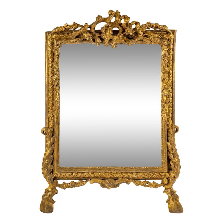 Carved and gilded wood mirror, Italian work from the mid-18th century circa 1750-1760