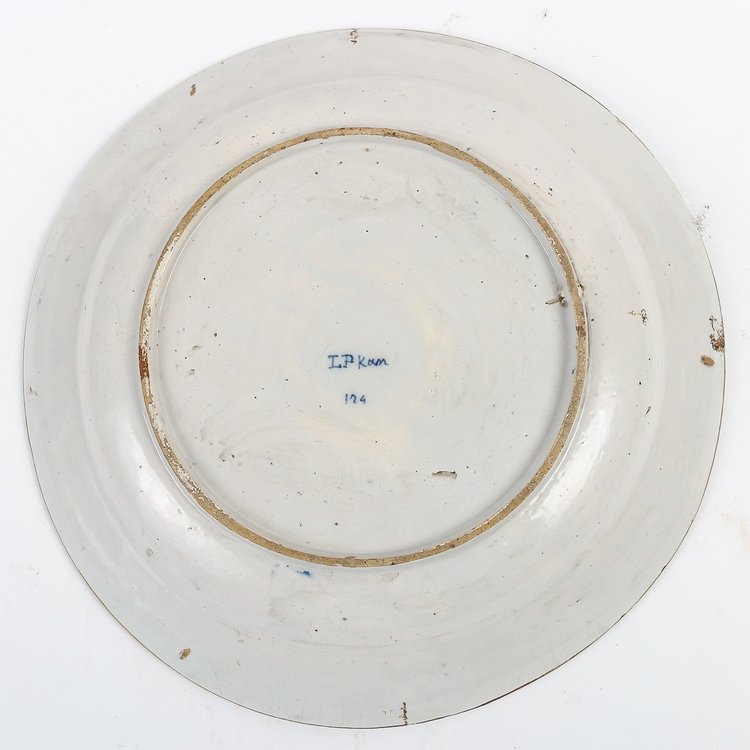 Delft earthenware dish circa 1750 decorated with bamboo branches - Manufacture L'Aiguière de Porcela