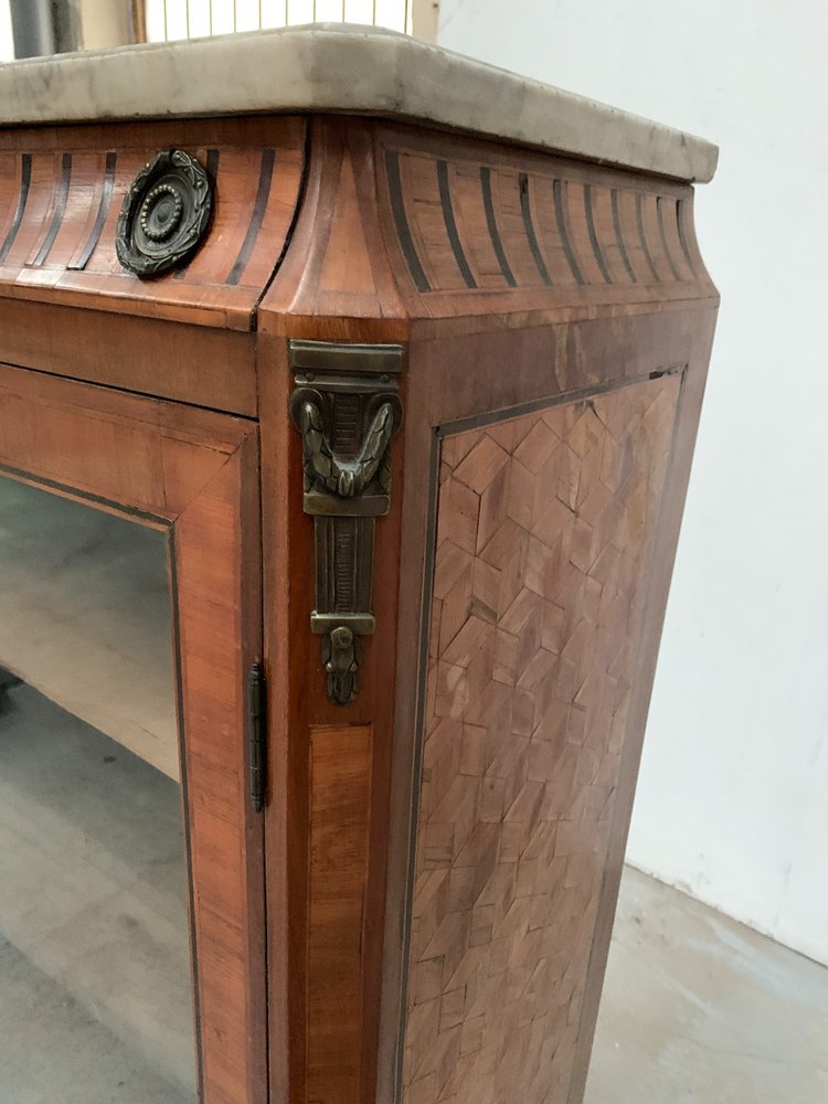 Louis XVI style one-door display cabinet in wood marquetry XX century