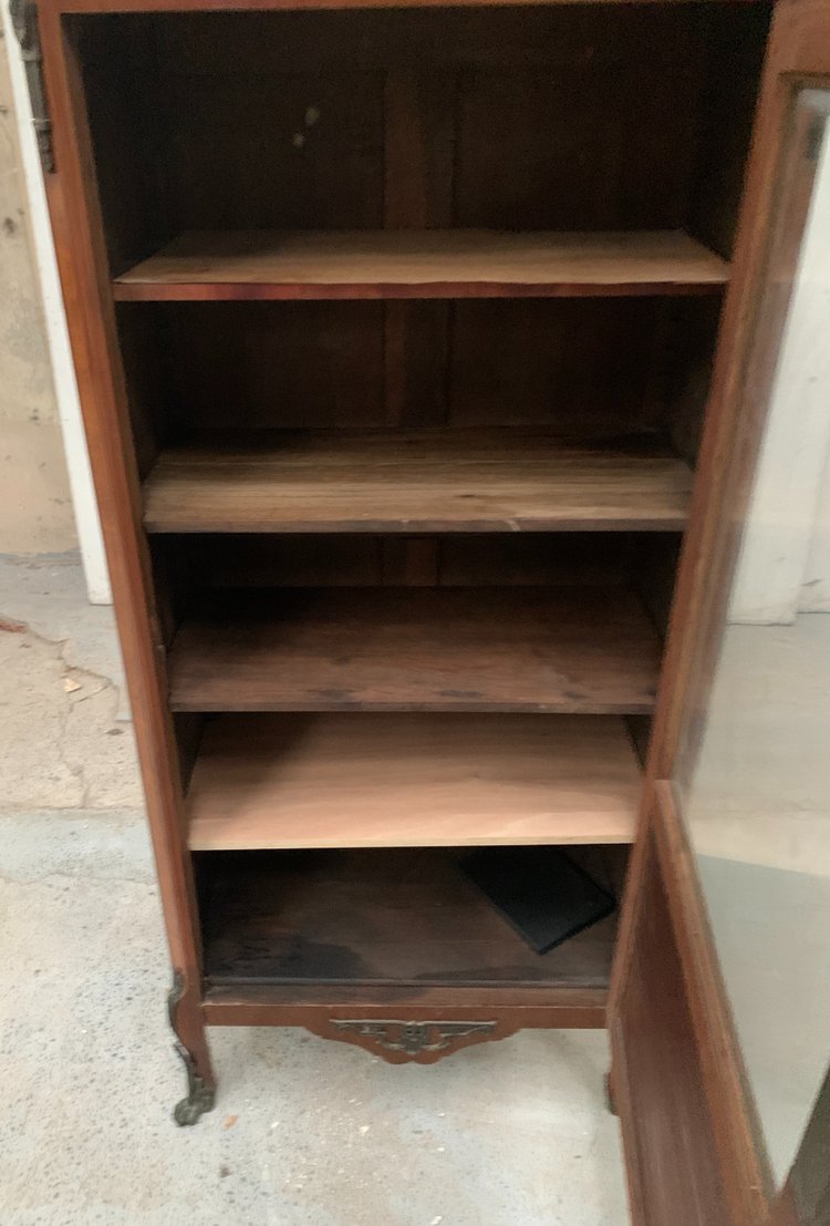 Louis XVI style one-door display cabinet in wood marquetry XX century