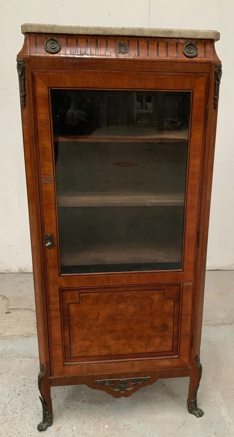 Louis XVI style one-door display cabinet in wood marquetry XX century
