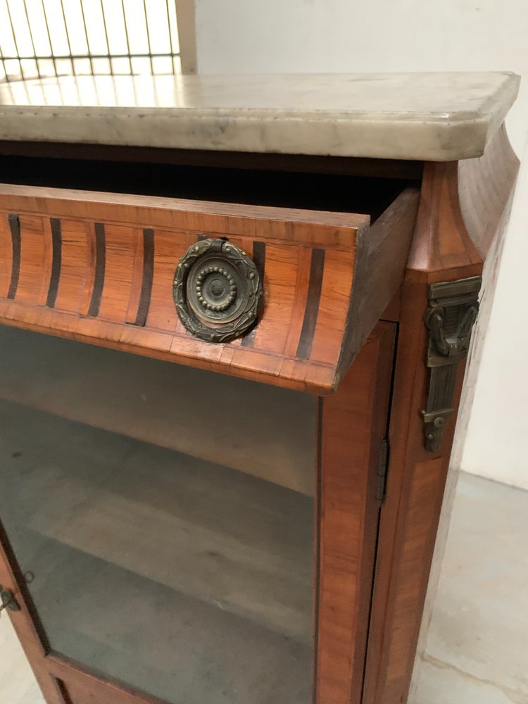 Louis XVI style one-door display cabinet in wood marquetry XX century