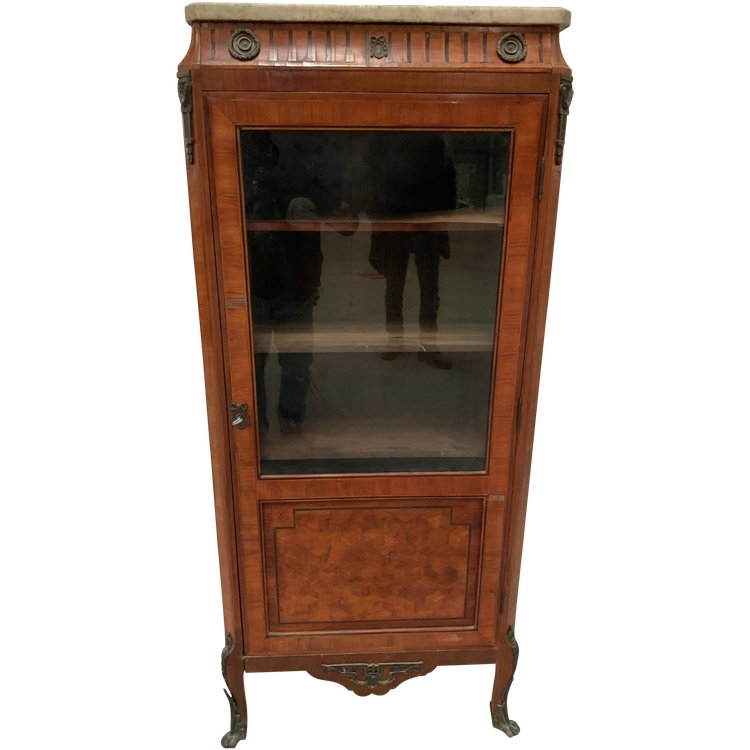 Louis XVI style one-door display cabinet in wood marquetry XX century