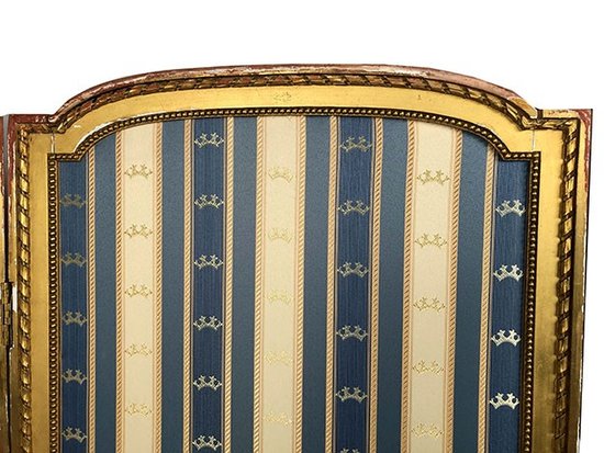Paravent deux feuilles en bois doré de style Louis XVI