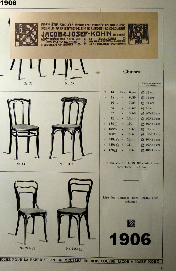 Zwei Stühle Nr. 248a von KOHN, um 1905, heller Nussbaum- no Thonet