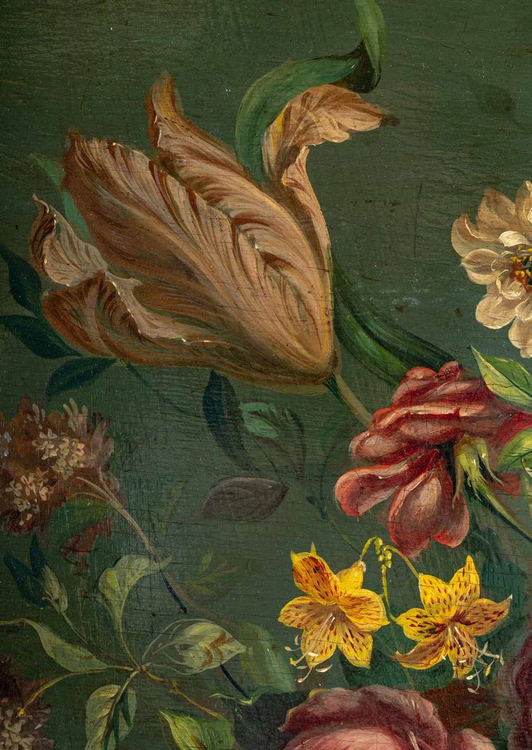 Blumenstrauß auf einem Steingebälk Öl auf Leinwand um 1880-1890