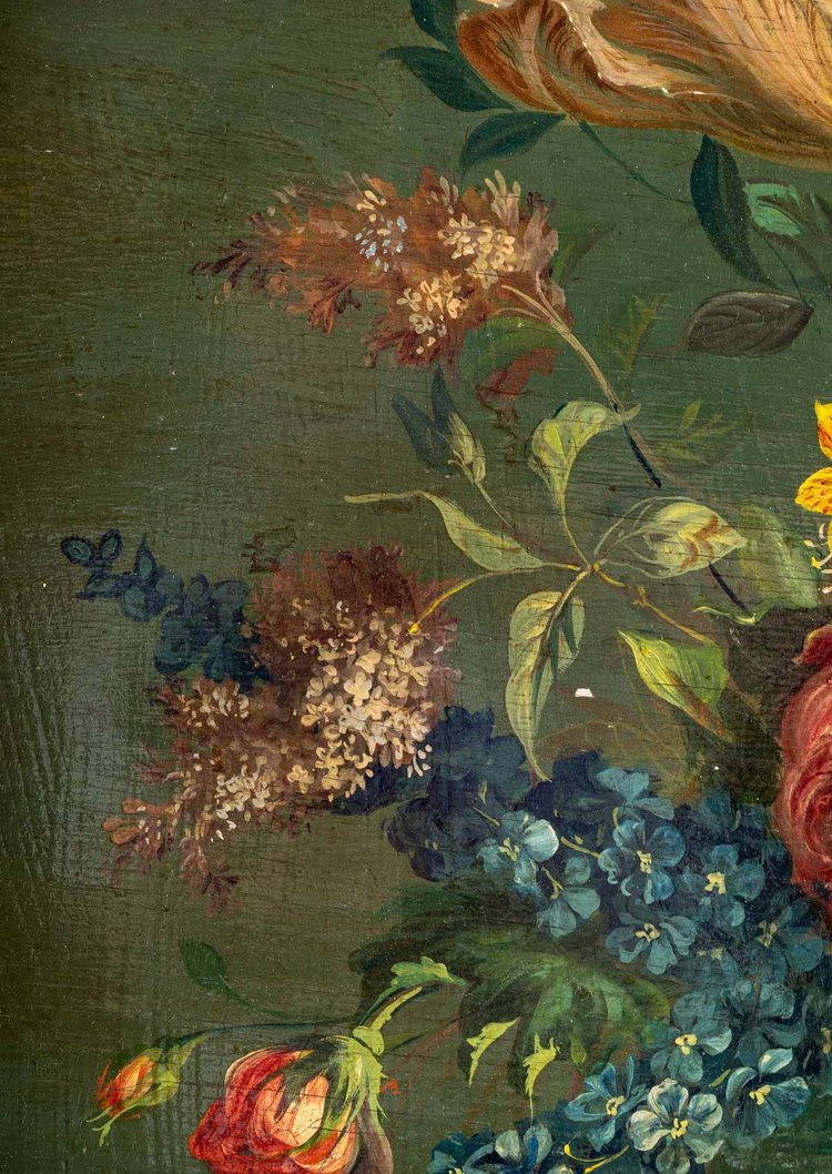 Blumenstrauß auf einem Steingebälk Öl auf Leinwand um 1880-1890