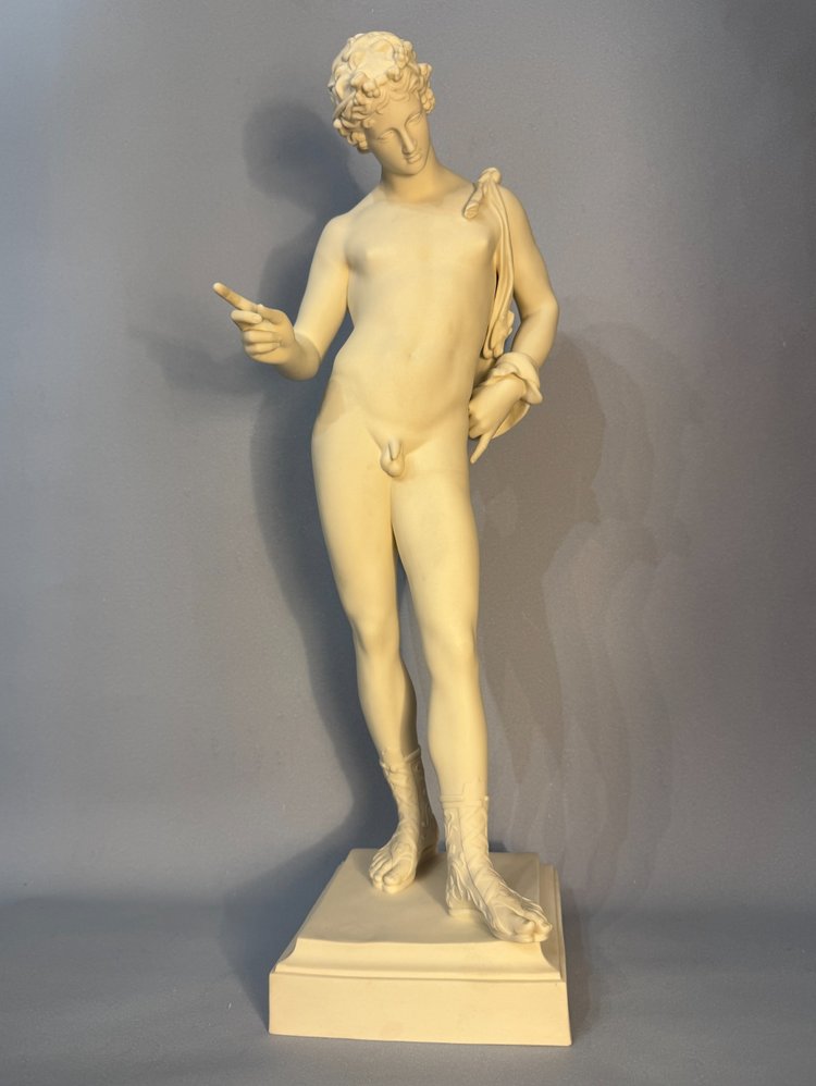 Gustavsberger Manufaktur Narziss von Pompeji oder Dyonisos Biskuitskulptur.
