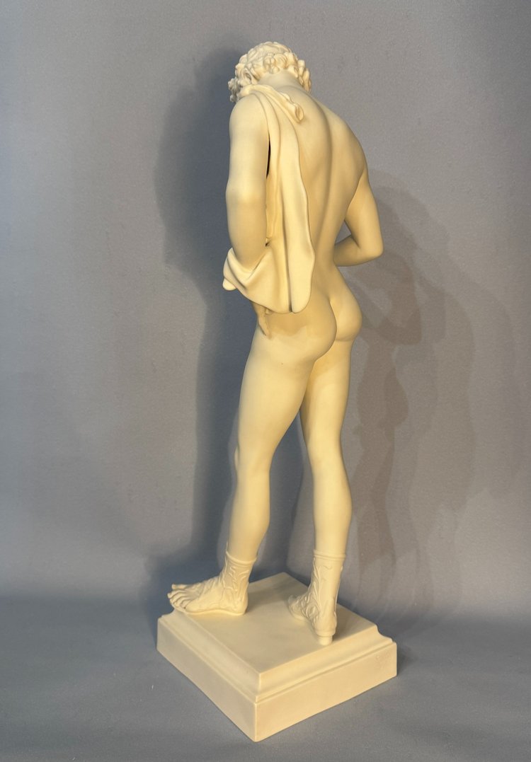 Gustavsberger Manufaktur Narziss von Pompeji oder Dyonisos Biskuitskulptur.