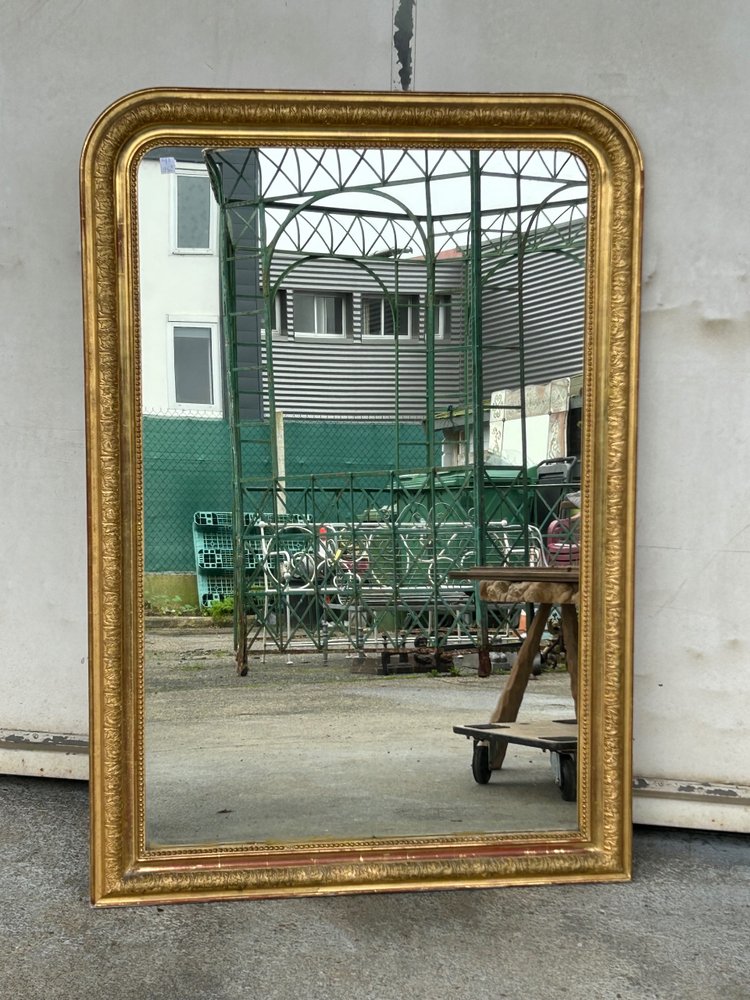 Miroir Louis Phillipe Bois Et Stuc Doré Late 19th century H 138 X L 95 Cm