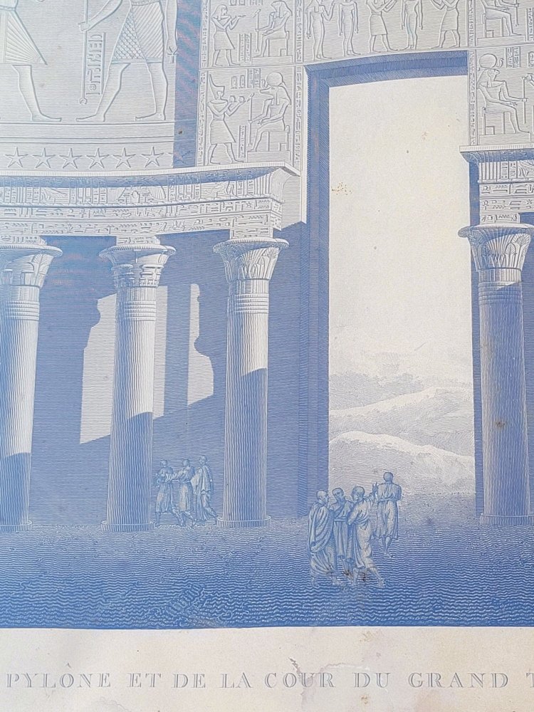 Tempel von Edfu, Gerahmter Stich 19. Jahrhundert