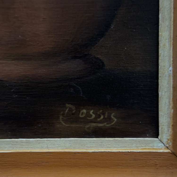 Olio su tavola di Possis Natura morta con frutta XX secolo