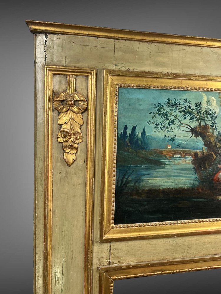 TRUMEAU XVIIIe EN BOIS LAQUÉ EPOQUE LOUIS XVI MIT SEINER ORIGINALMALEREI