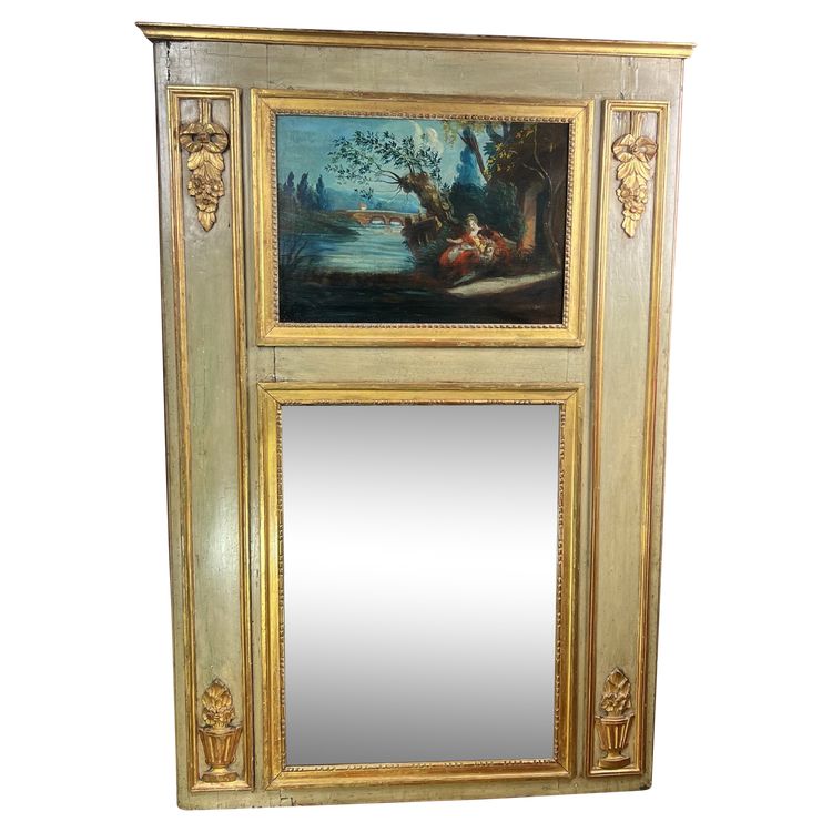 TRUMEAU XVIIIe EN BOIS LAQUÉ EPOQUE LOUIS XVI MIT SEINER ORIGINALMALEREI