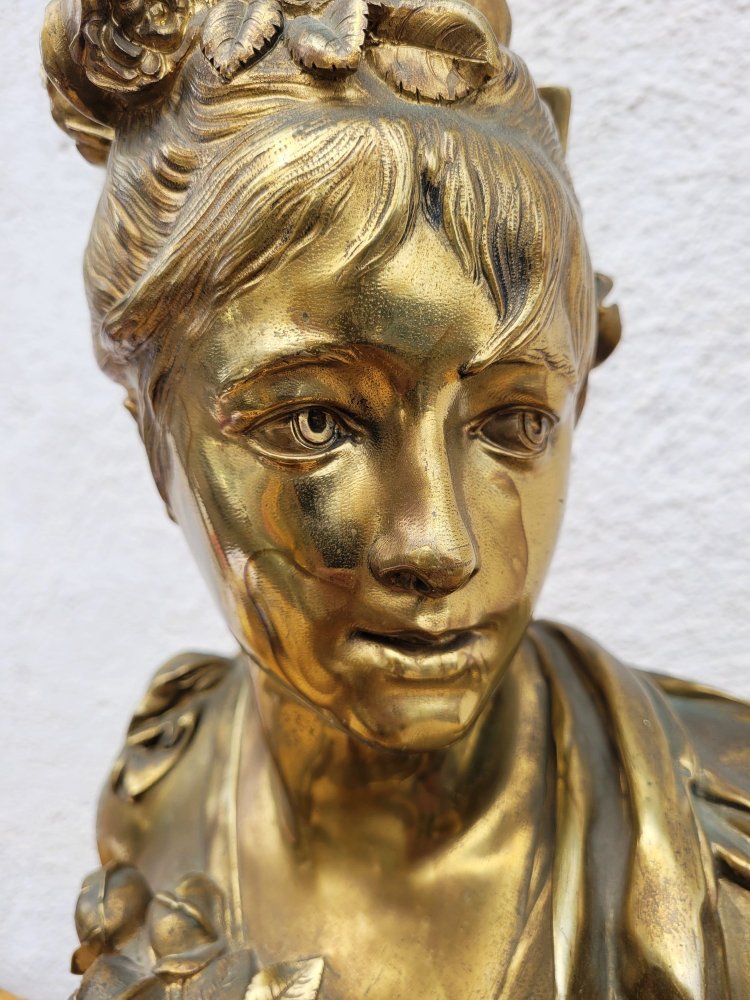 A Carrier, Frauenbüste aus Bronze, Signiert, 19. Jahrhundert