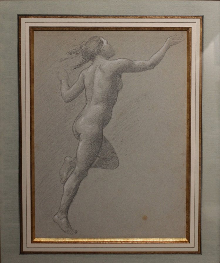 Lead pencil drawing 'Nue en mouvement' Victor René Livache (1872-1944)