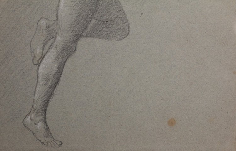 Lead pencil drawing 'Nue en mouvement' Victor René Livache (1872-1944)