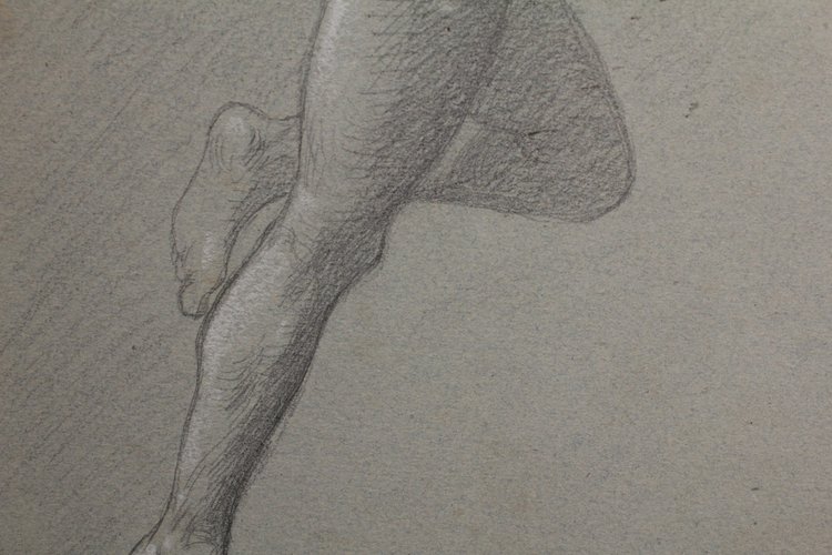 Lead pencil drawing 'Nue en mouvement' Victor René Livache (1872-1944)