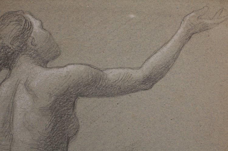 Lead pencil drawing 'Nue en mouvement' Victor René Livache (1872-1944)
