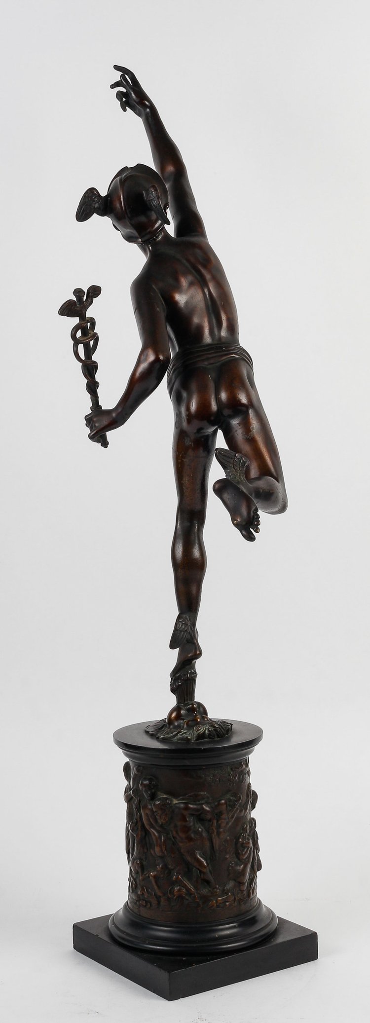 Bronze aus dem 19. Jahrhundert mit brauner Patina - Der fliegende Merkur nach Jean de Bologne