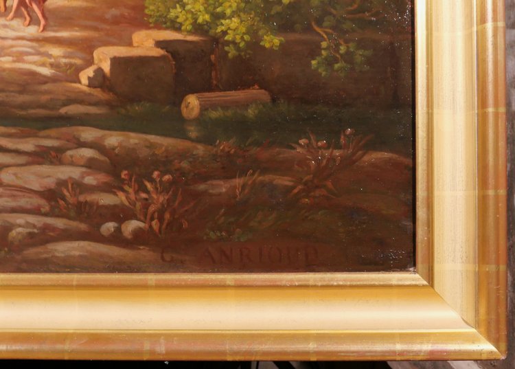 Gaspard ANRIOUD 1809-1866 Italien, Erntedankfest, Landschaft, großes Gemälde, Romantik