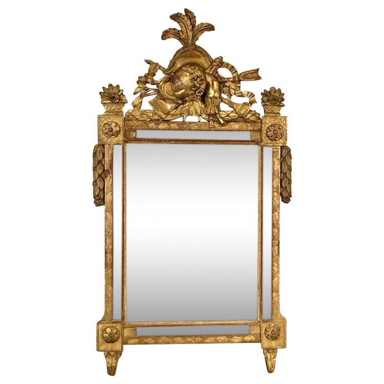 Grand miroir à parecloses d'époque Louis XVI