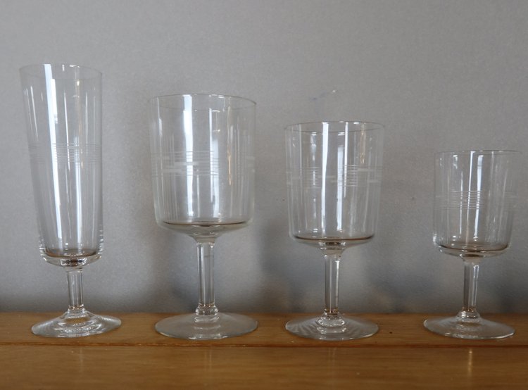 Art Deco glassware set 50 pieces