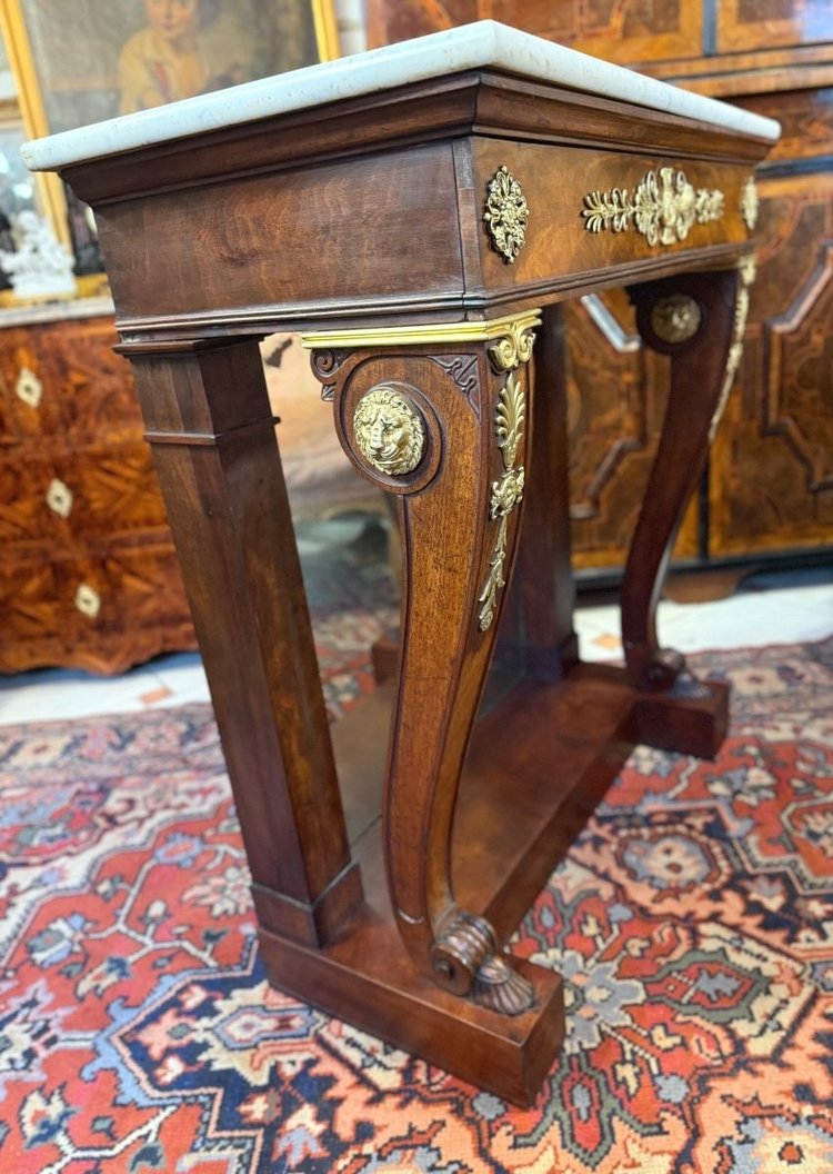 CONSOLLE IN MOGANO D'EPOCA IMPERO