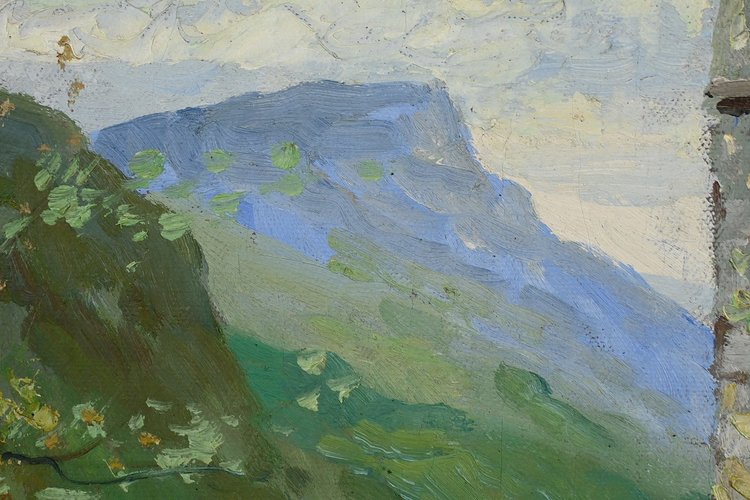 Oil on canvas "Le Clocher" - Late 19th century