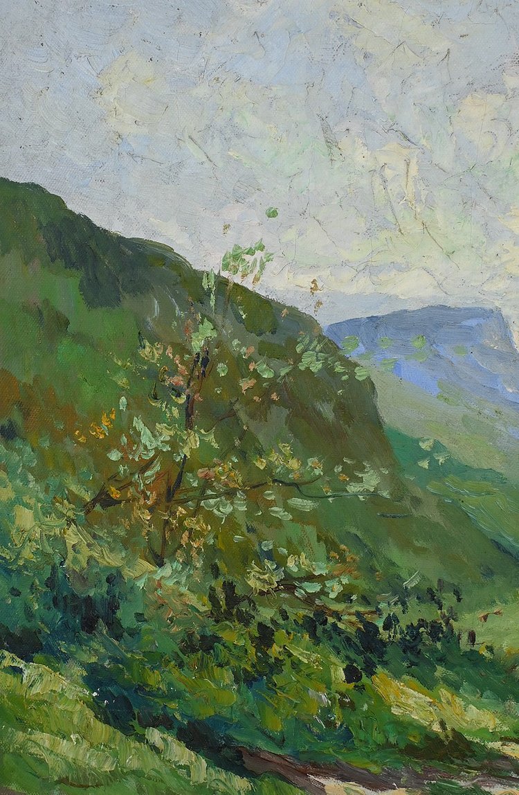 Oil on canvas "Le Clocher" - Late 19th century