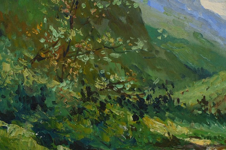 Oil on canvas "Le Clocher" - Late 19th century