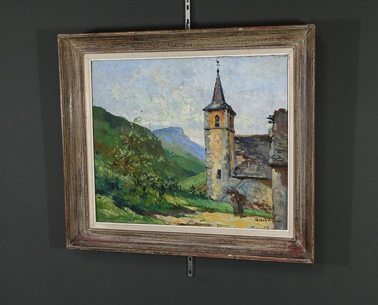 Oil on canvas "Le Clocher" - Late 19th century