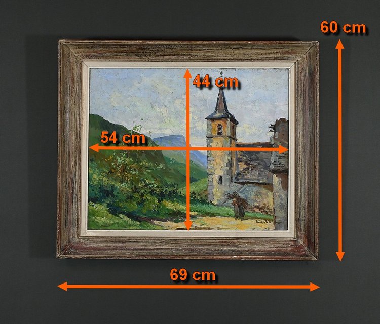 Oil on canvas "Le Clocher" - Late 19th century