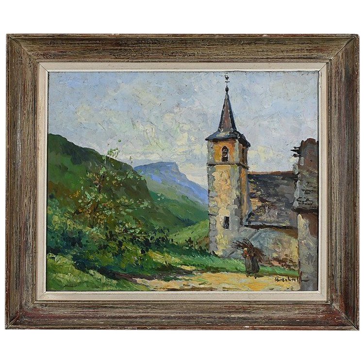 Oil on canvas "Le Clocher" - Late 19th century