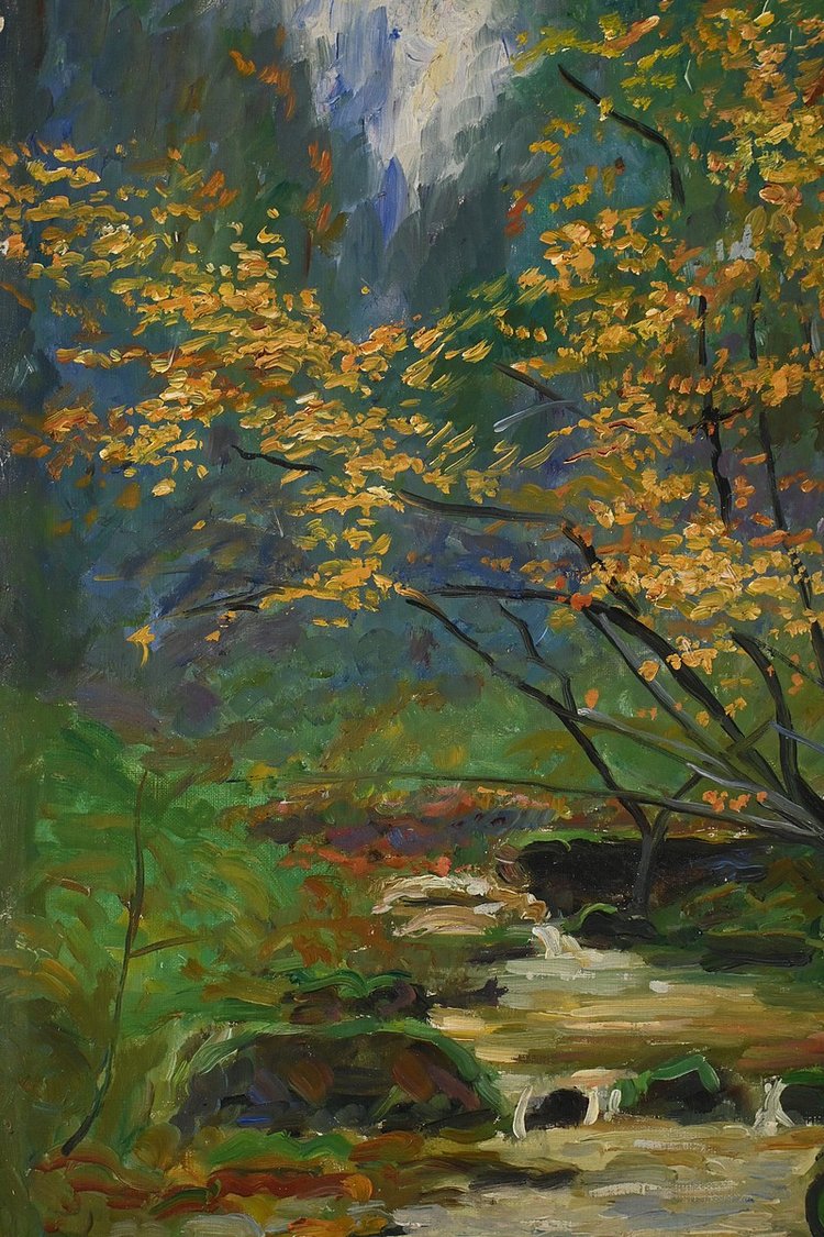 Öl auf Leinwand "Bach im Wald" signiert A. Markowicz - Anfang 20.