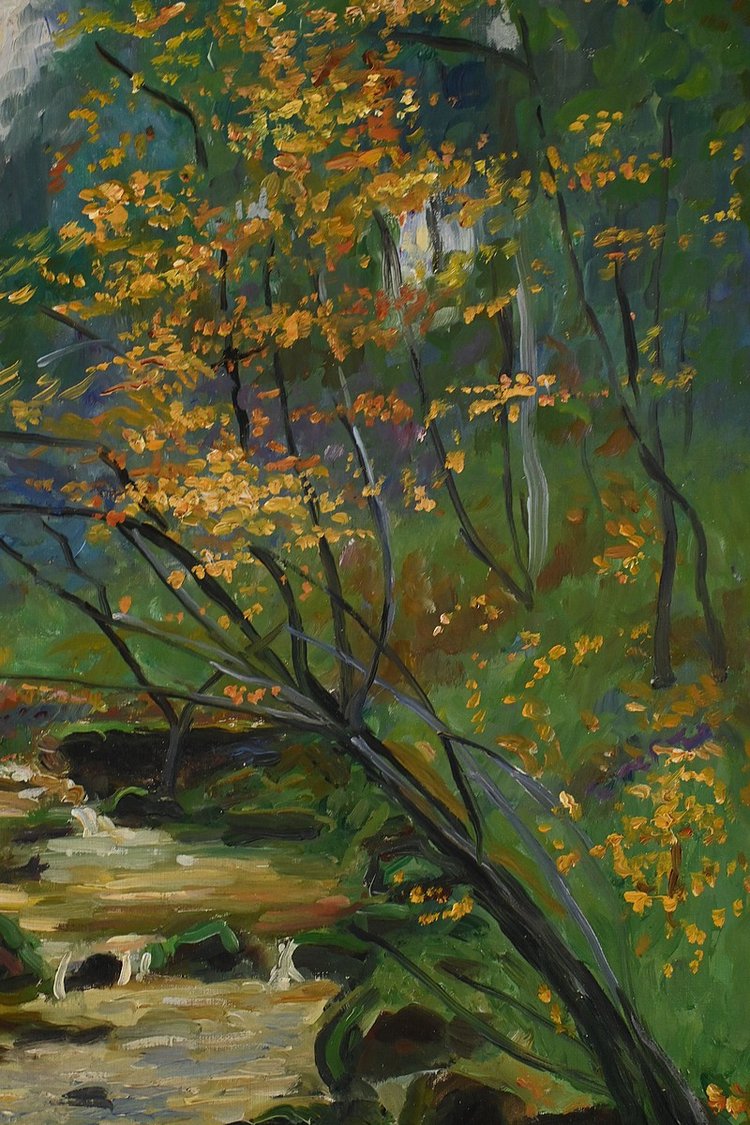 Öl auf Leinwand "Bach im Wald" signiert A. Markowicz - Anfang 20.