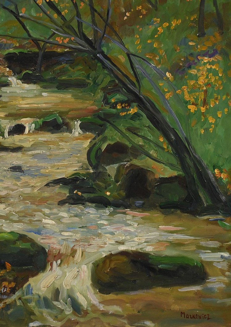 Öl auf Leinwand "Bach im Wald" signiert A. Markowicz - Anfang 20.