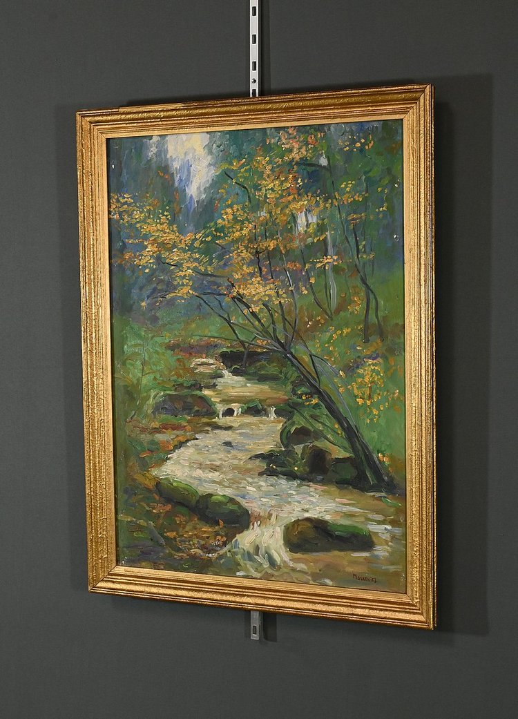 Öl auf Leinwand "Bach im Wald" signiert A. Markowicz - Anfang 20.