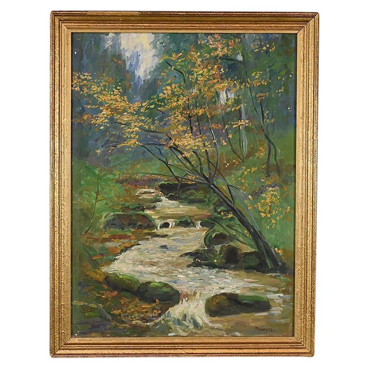 Öl auf Leinwand "Bach im Wald" signiert A. Markowicz - Anfang 20.