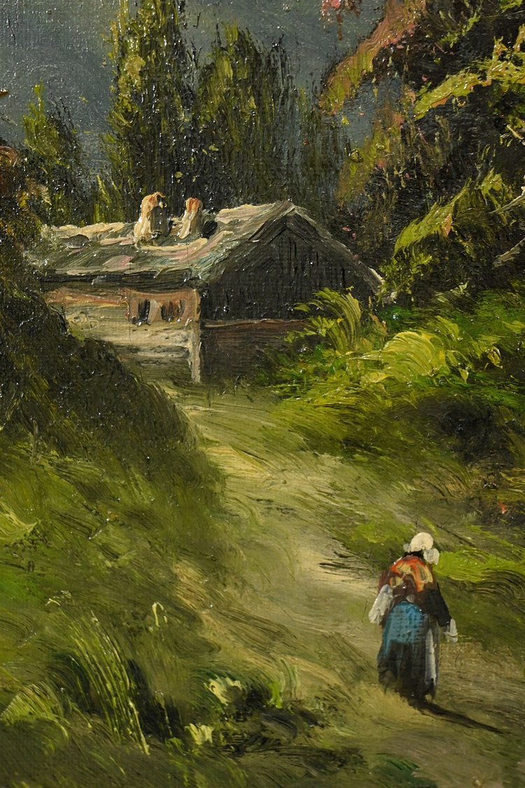Oil on canvas "Paysage de Montagne" signed C. Lion - Late 19th century