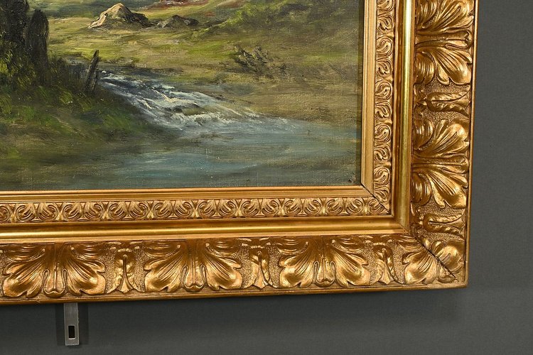 Oil on canvas "Paysage de Montagne" signed C. Lion - Late 19th century
