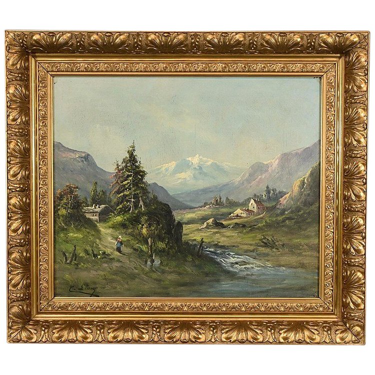 Oil on canvas "Paysage de Montagne" signed C. Lion - Late 19th century